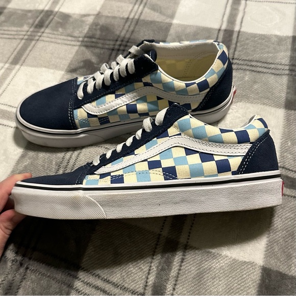 Vans Old Skool Suede/Canvas Navy w/ Blue & Ivory Checkered - Picture 6 of 10